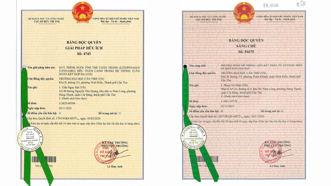 Đại học Cần Thơ có thêm 01 bằng độc quyền…