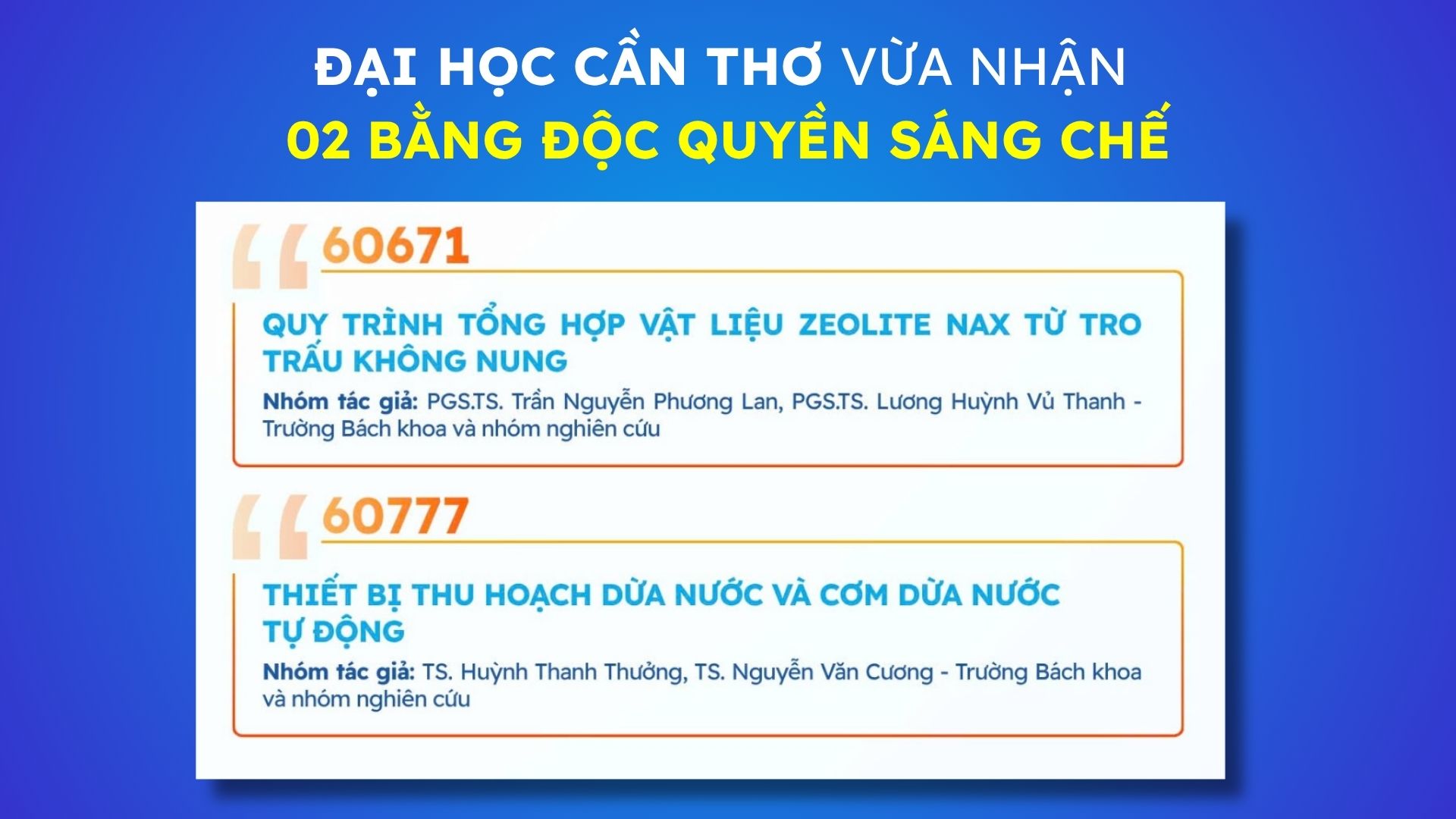 Đại học Cần Thơ có thêm 2 bằng độc quyền…